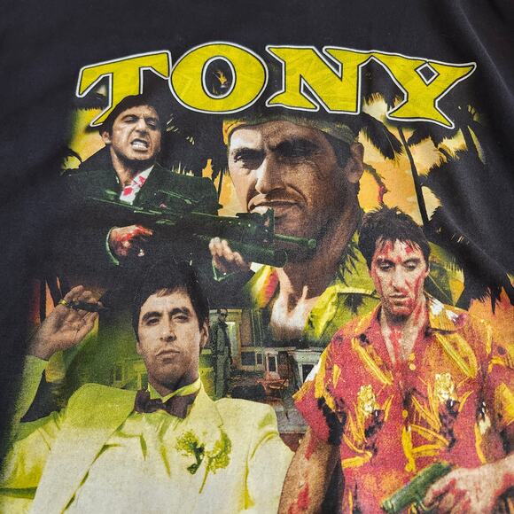 Tony Montana Men's Short Sleeve T-Shirt Black Scarface Al Pacino Size X-Large - Picture 7 of 8